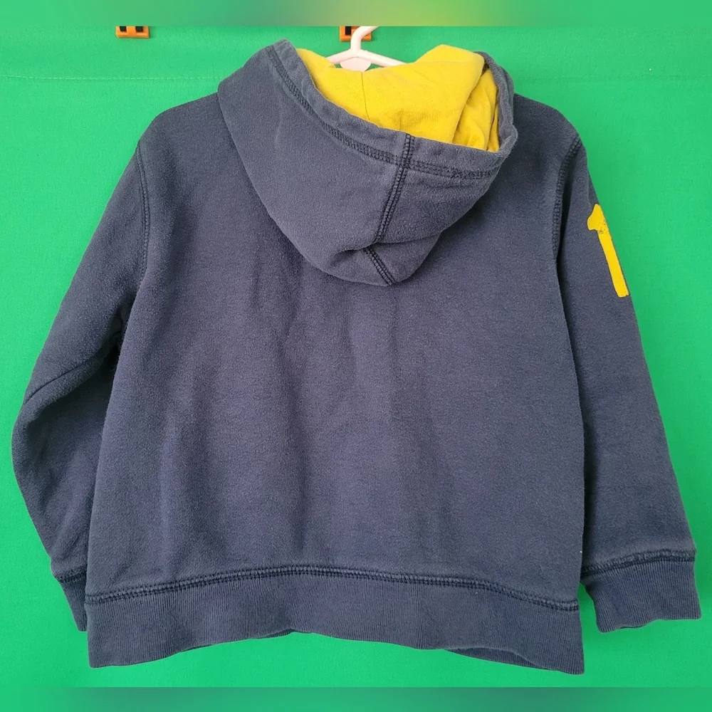 OshKosh B'gosh Hoodie Navy with Yellow Logo Jacket Boy Size 4 Toddler Zip-up